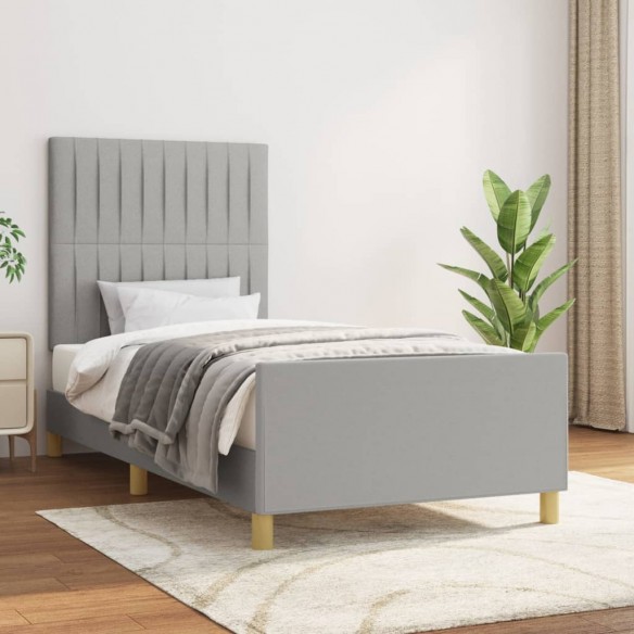 Lit avec tête de lit Gris clair 90x200 cm Tissu