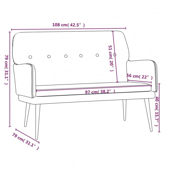 Banc Gris foncé 108x79x79 cm Velours Banc Gris foncé 108x79x79 cm Velours