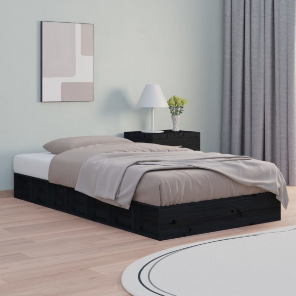 Lit Noir 90x200 cm Bois massif