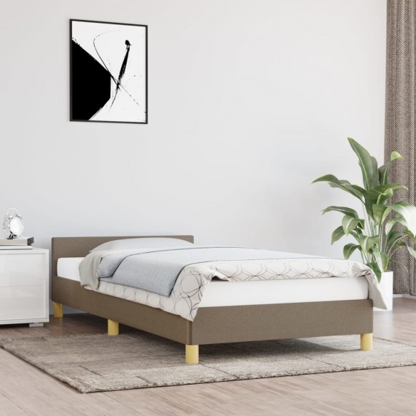 Lit avec tête de lit Taupe 90x190 cm Tissu