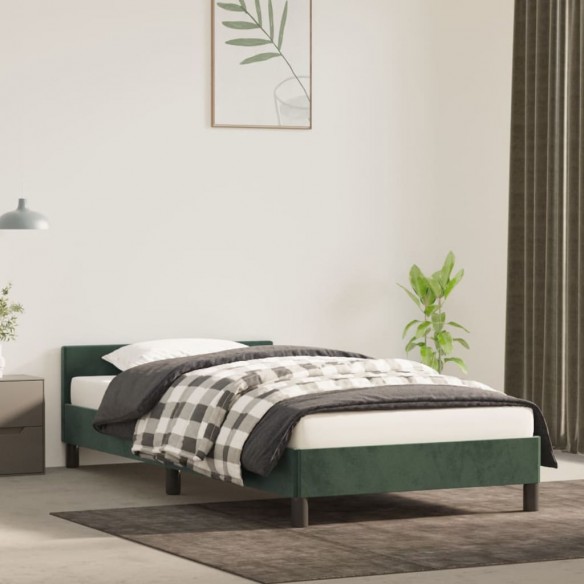 Lit avec tête de lit Vert foncé 90x200 cm Velours