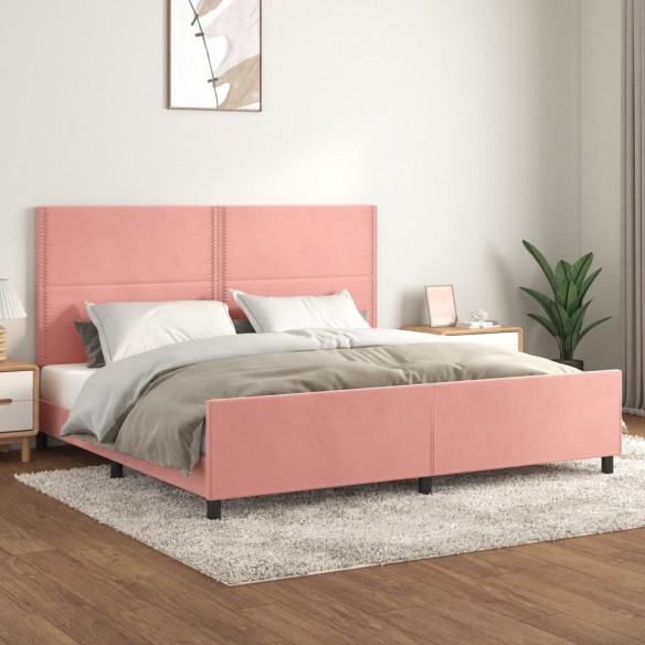 Lit avec tête de lit Rose 200x200 cm Velours