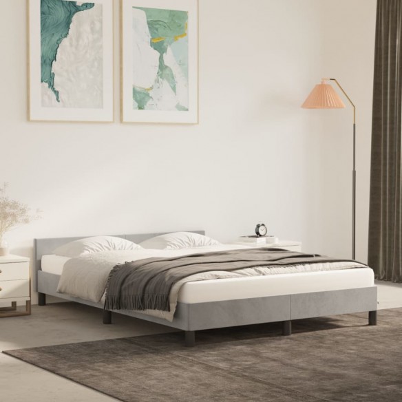 Lit avec tête de lit Gris clair 140x190 cm Velours