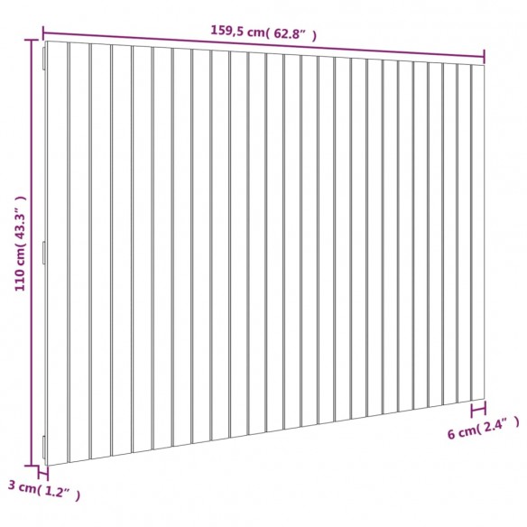 Tête de lit murale Blanc 159,5x3x110 cm Bois massif de pin