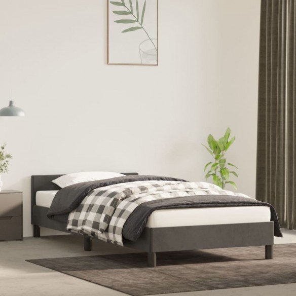 Lit avec tête de lit Gris foncé 90x190 cm Velours