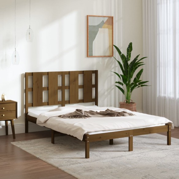 Lit Marron miel Bois de pin massif 120x200 cm