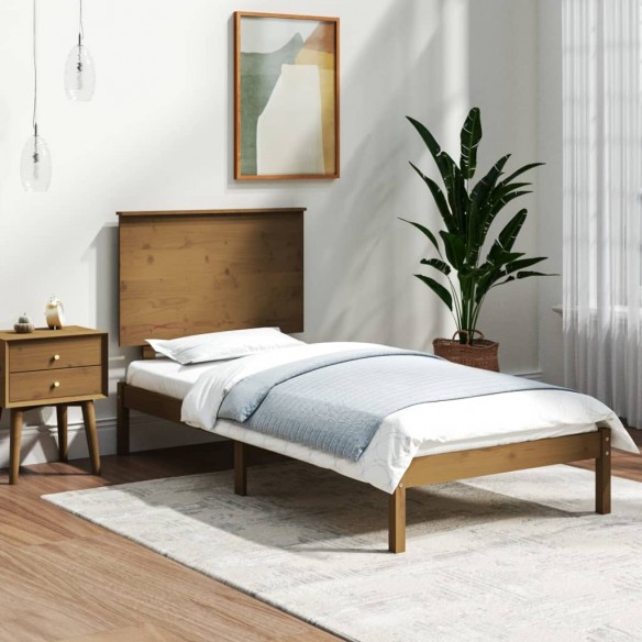 Lit Marron miel Bois de pin massif 100x200 cm
