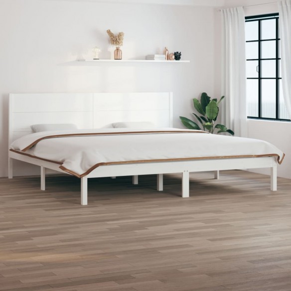 Lit Blanc Bois massif 180x200 cm Super King