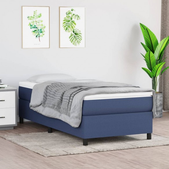 Lit avec matelas Bleu 90x190 cm Tissu