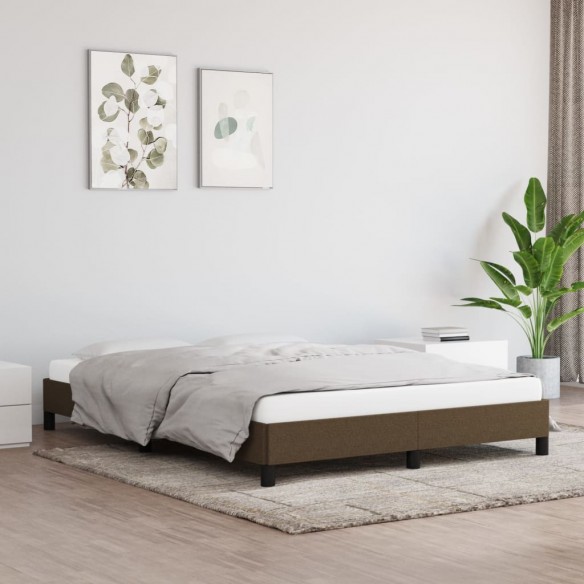 Lit Marron foncé 140x190 cm Tissu