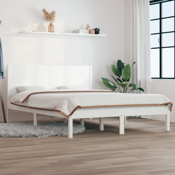 Lit Blanc Bois massif 135x190 cm Double