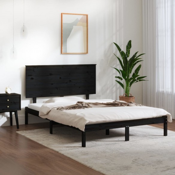 Lit Noir Bois massif 120x190 cm Petit Double