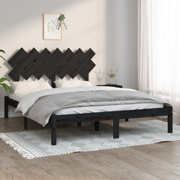 Lit Noir 140x190 cm Bois massif