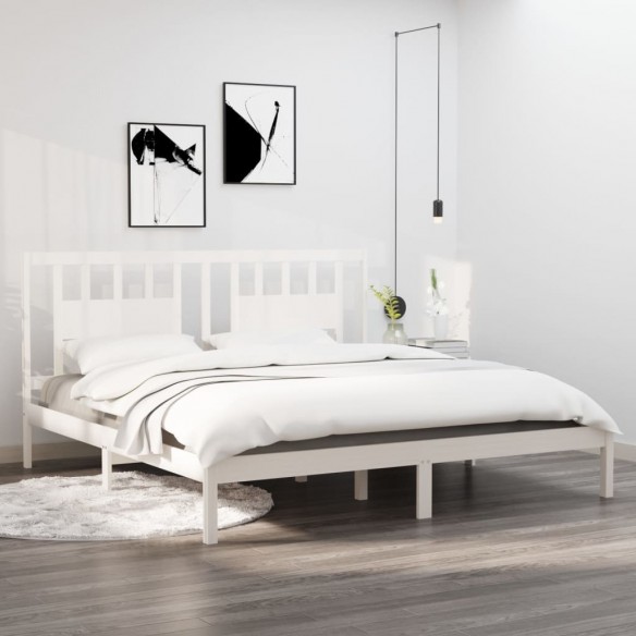 Lit Blanc Bois de pin massif 200x200 cm