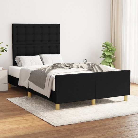 Lit avec tête de lit Noir 120x200 cm Tissu