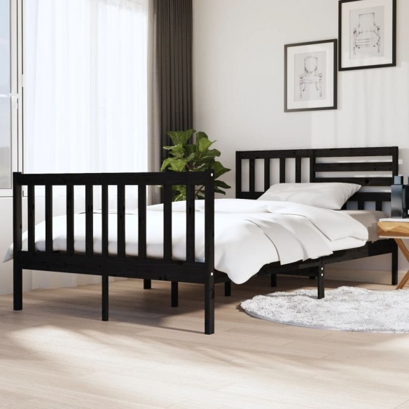 Lit Noir Bois massif 140x190 cm