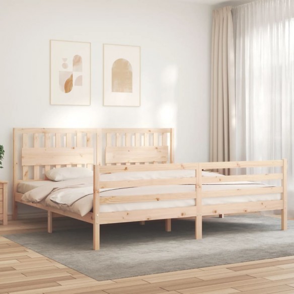 Lit avec tête de lit 200x200 cm bois massif