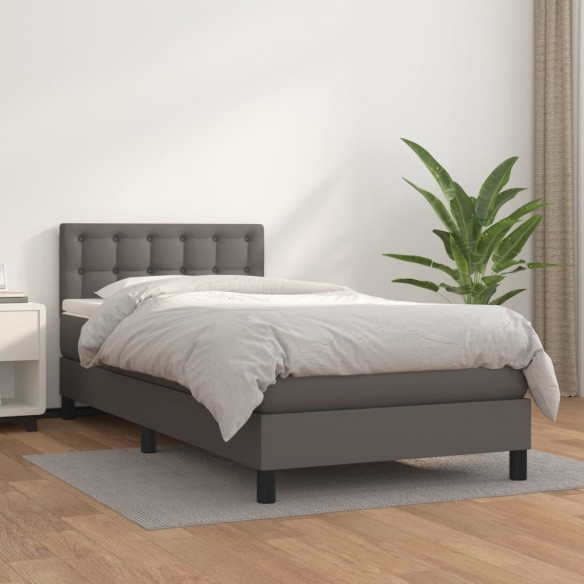 Lit avec matelas Gris 80x200 cm Similicuir