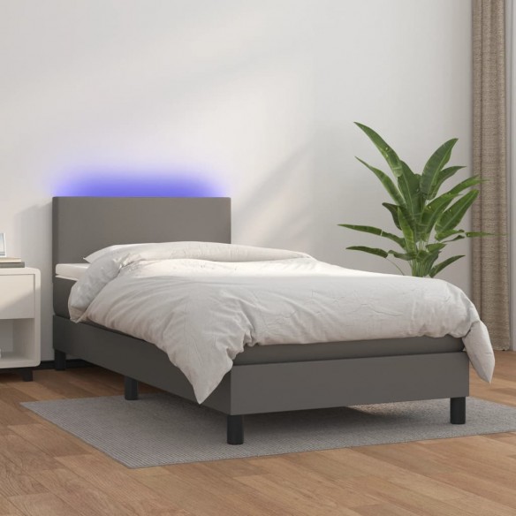 Lit avec matelas et LED Gris 80x200 cm
