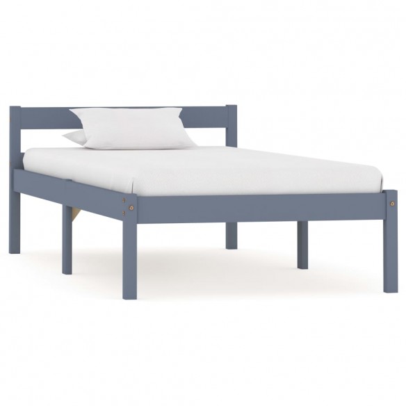 Lit Gris Bois de pin massif 100 x 200 cm