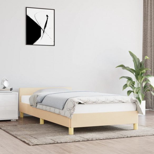 Lit avec tête de lit Crème 80x200 cm Tissu