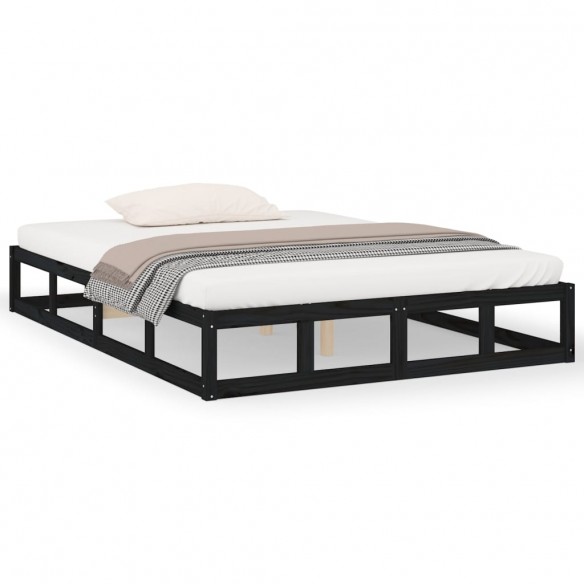 Lit Noir 135x190 cm Double Bois massif