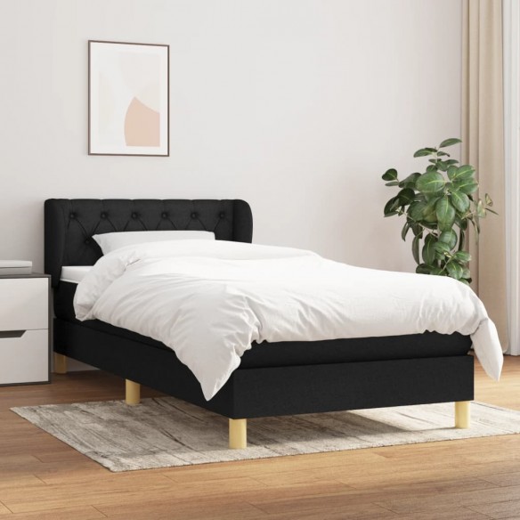 Lit et matelas Noir 80x200 cm Tissu