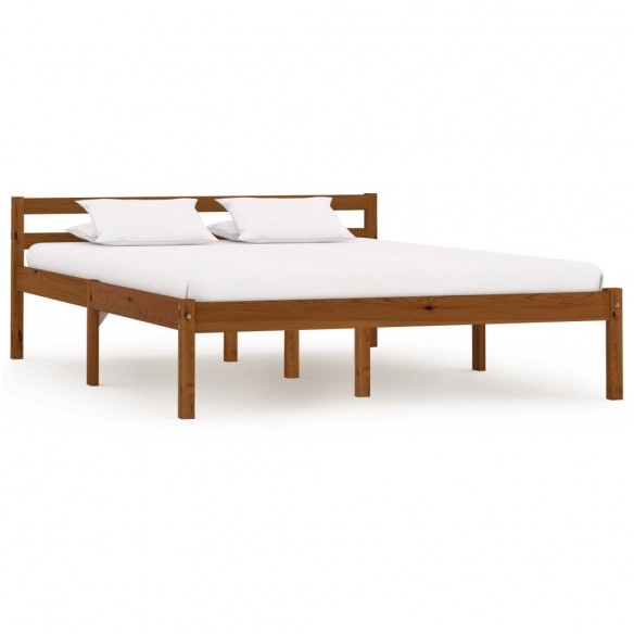Lit Marron miel Bois de pin massif 140 x 200 cm