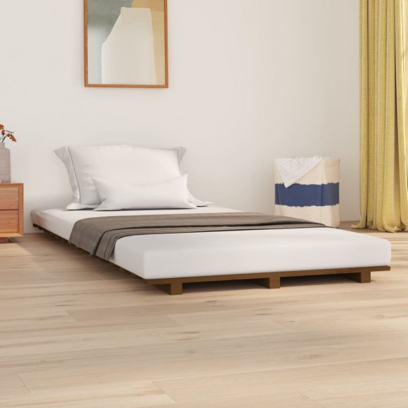 Lit Marron miel 100x200 cm Bois de pin massif