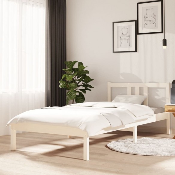 Lit Blanc Bois massif 90x200 cm