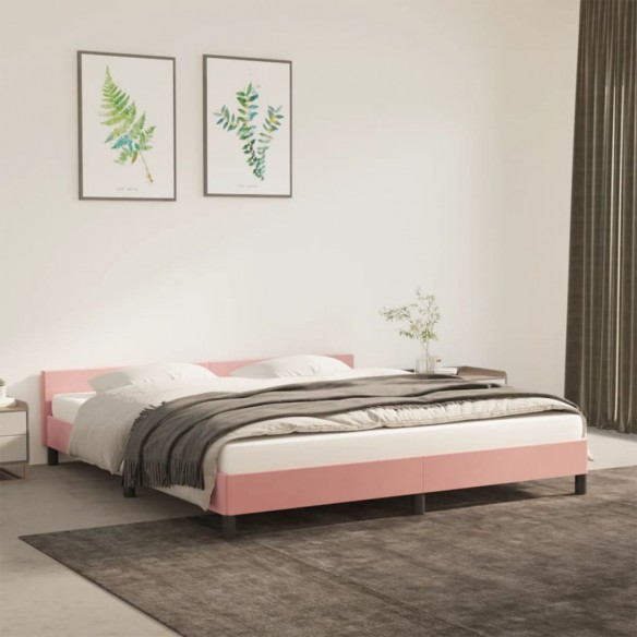 Lit avec tête de lit Rose 160x200 cm Velours