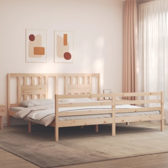 Lit avec tête de lit 200x200 cm bois massif