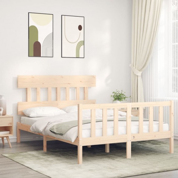 Lit avec tête de lit 140x190 cm bois massif