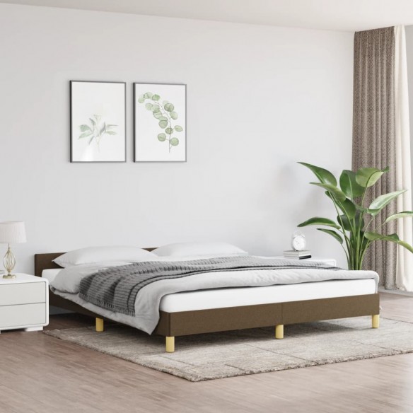 Lit avec tête de lit Marron foncé 180x200 cm Tissu