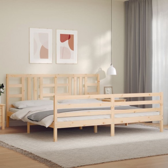 Lit avec tête de lit 200x200 cm bois massif
