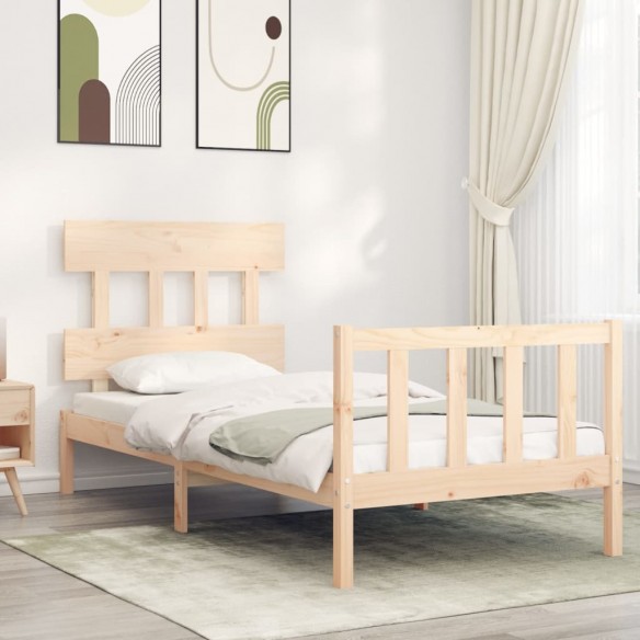 Lit avec tête de lit 90x200 cm bois massif