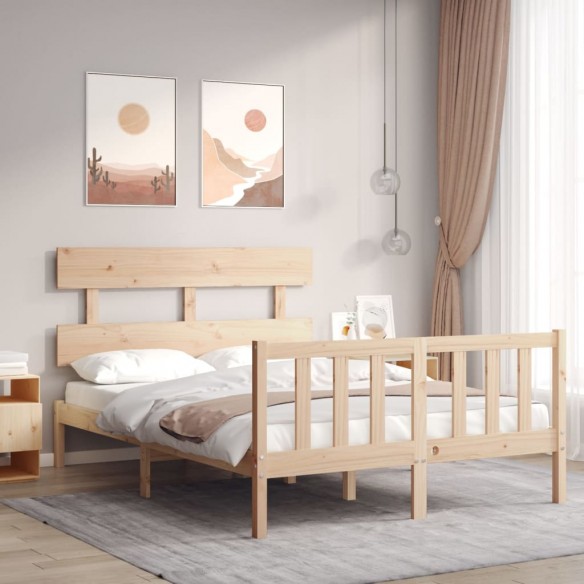 Lit avec tête de lit 140x190 cm bois massif