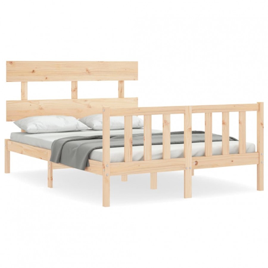 Lit avec tête de lit 140x190 cm bois massif