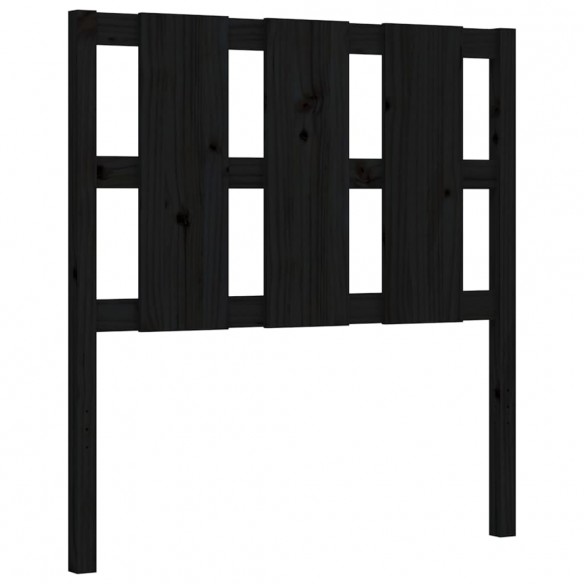 Lit avec tête de lit noir 90x200 cm bois massif