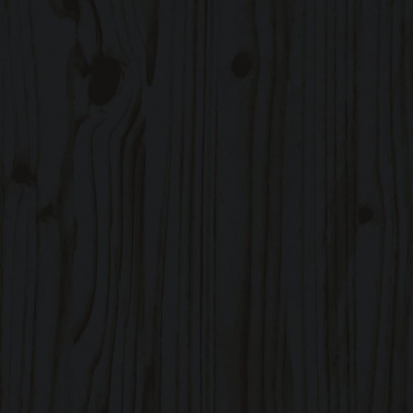 Lit avec tête de lit noir 90x200 cm bois massif