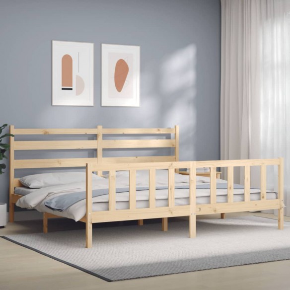 Lit avec tête de lit 200x200 cm bois massif