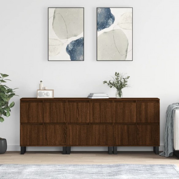Buffets 3 pcs Chêne marron 