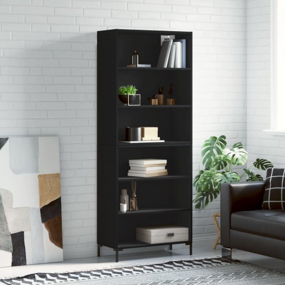 Buffet noir 69,5x32,5x180 cm bois d'ingénierie