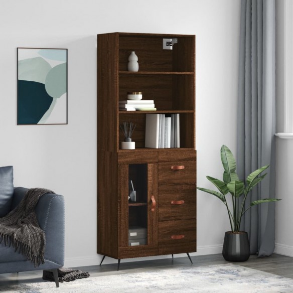 Buffet haut Chêne marron 69,5x34x180 cm 