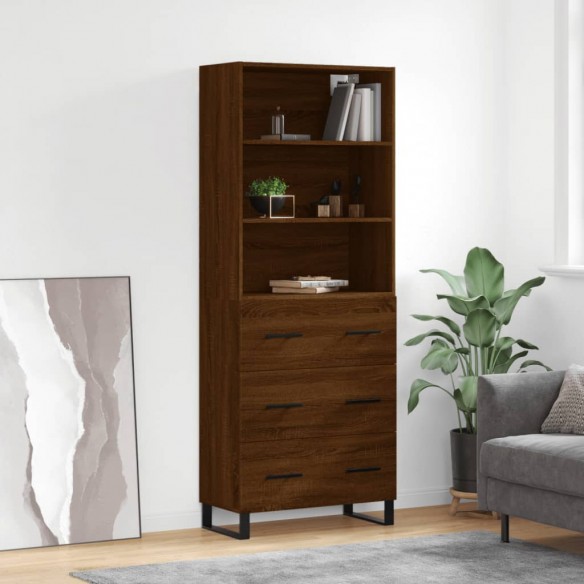 Buffet haut Chêne marron 69,5x34x180 cm 