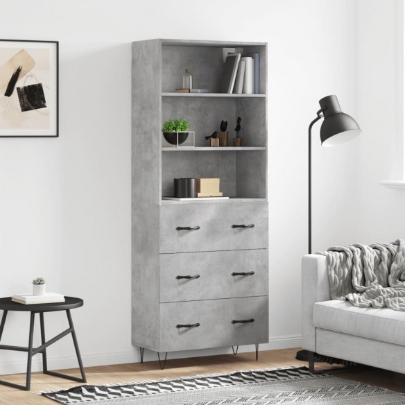 Buffet haut Gris béton 69,5x34x180 cm 