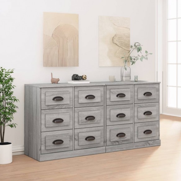 Buffets 2 pcs sonoma gris bois d'ingénierie