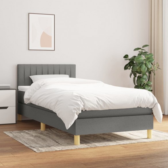 Lit avec matelas Gris foncé 80x200 cm Tissu