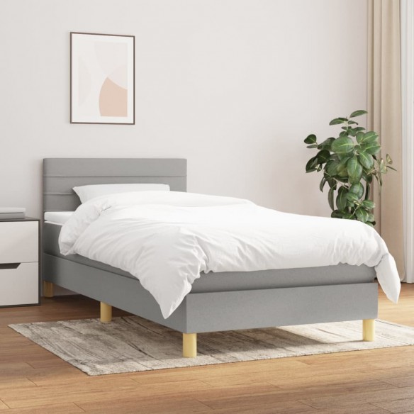 Lit avec matelas Gris clair 80x200 cm Tissu