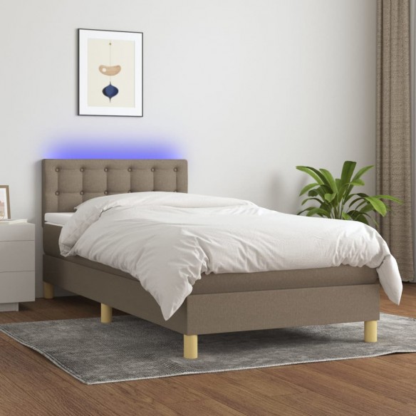 Lit avec matelas LED Taupe 80x200 cm Tissu